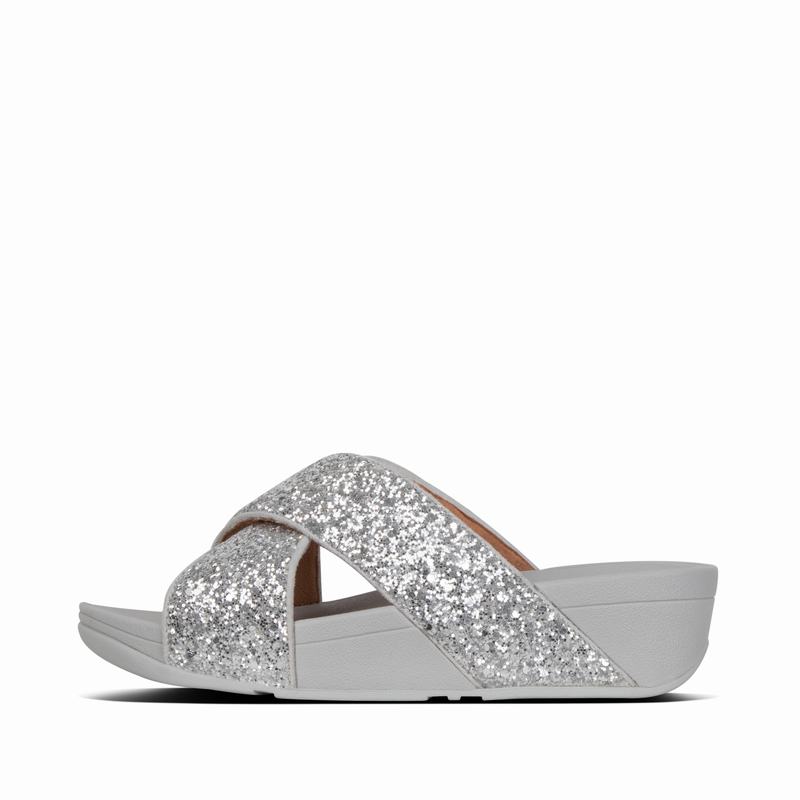 FitFlop Lulu Glitter Sparkly Silber - FitFlop Pantoletten Damen Sale [HWXD-89652]